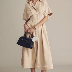 NWT$198 Anthropologie Tobie Shirt Dress By Exquise Size S Color Beige